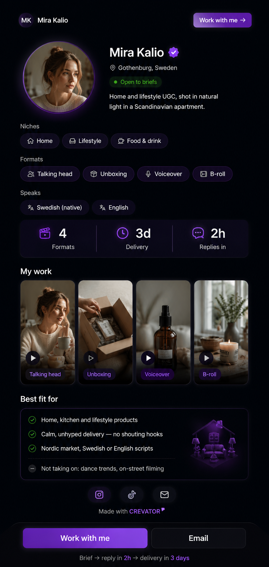 Showcase mini-portfolio template